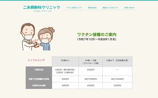 Ninaga Anesthesiology Clinic - 1-2-10 Kosaka, Higashiosaka, Osaka