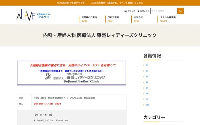 Fujimori Ladies Clinic - 4-1 Higashidori Nakamachi, Akita, Akita