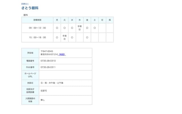 Sato Ophthalmology - 12-6 Inosawa, Shingu, Wakayama